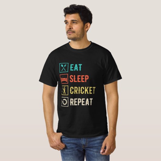 食べSleep Cricket Repeat Tシャツ (正面フル)