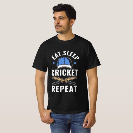 食べSleep Cricket Repeat Tシャツ (正面フル)