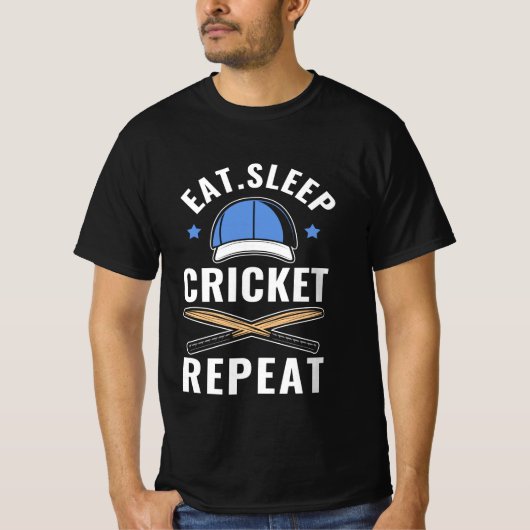 食べSleep Cricket Repeat Tシャツ (正面)