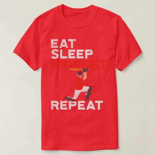 食べSleep Cricket Repeat Tシャツ (デザイン正面)