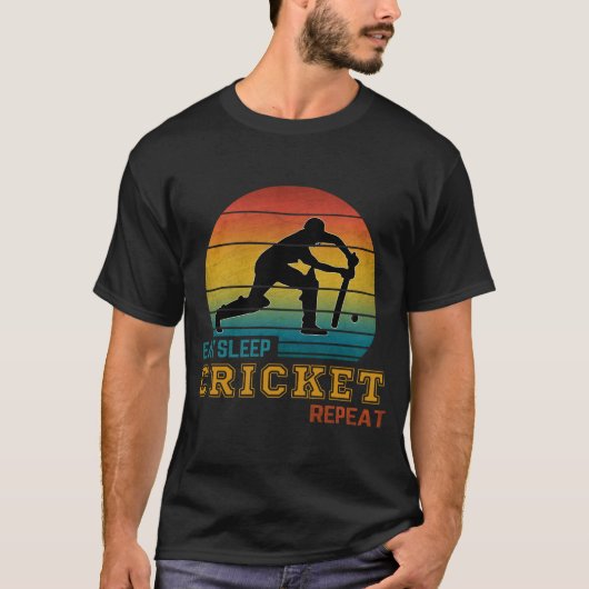 食べSleep Cricket Repeat Tシャツ (正面)