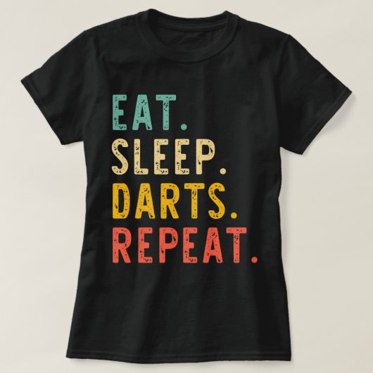食べSleep Darts Playerチームラバーレトロヴィンテージ Tシャツ (デザイン正面)