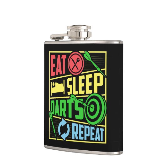 食べSleep Darts Repeat Vinyl 包まれた Flask 6 oz. フラスク (左)
