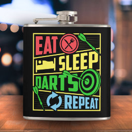 食べSleep Darts Repeat Vinyl 包まれた Flask 6 oz. フラスク