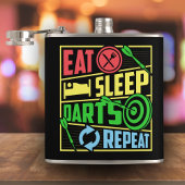食べSleep Darts Repeat Vinyl 包まれた Flask 6 oz. フラスク