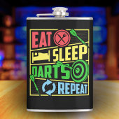 食べSleep Darts Repeat Vinyl 包まれた Flask 8 oz. フラスク