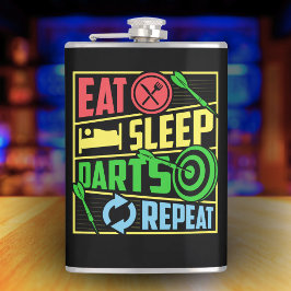 食べSleep Darts Repeat Vinyl 包まれた Flask 8 oz. フラスク