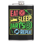 食べSleep Darts Repeat Vinyl 包まれた Flask 8 oz. フラスク (正面)
