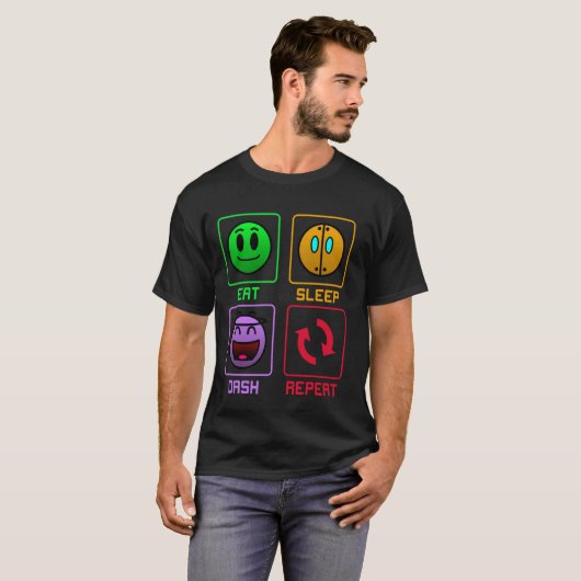 食べSleep Dash Repeat Video Game Geometry Gift Tシャツ (正面フル)
