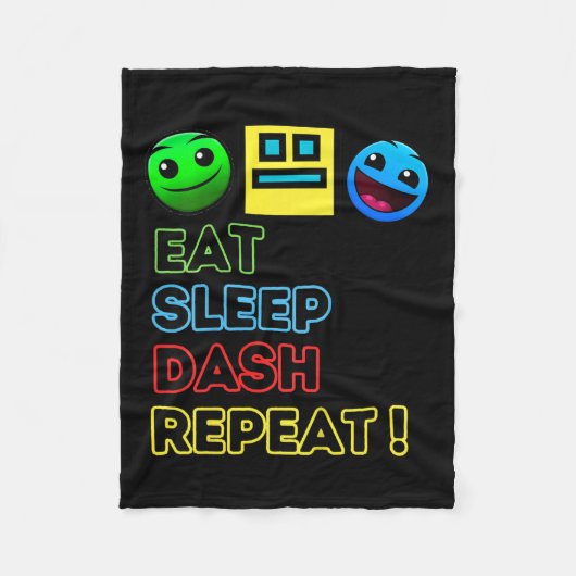 食べSleep Dash Repeat Video Game Geometry Video Ga フリースブランケット (正面)