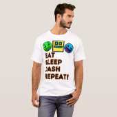食べSleep Dash Repeat Video Game Geometry Video Ga Tシャツ (正面フル)