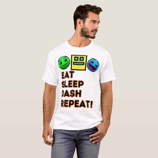 食べSleep Dash Repeat Video Game Geometry Video Ga Tシャツ (正面フル)