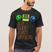 食べSleep Dash Repeat Video Game Geometry Video Ga Tシャツ (正面)