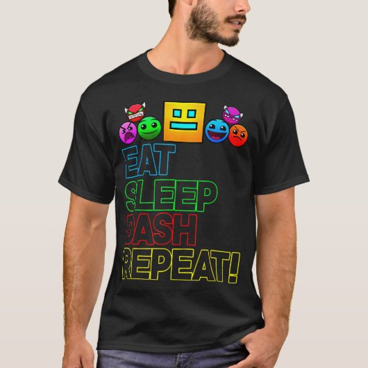 食べSleep Dash Repeat Video Game Geometry Video Ga Tシャツ (正面)