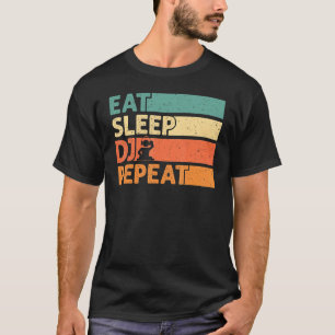 食べSleep Dj Repeat Djのクールレトロヴィンテージ Tシャツ