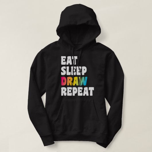食べSleep Drawリピーターおもしろいアートクリエイティブ博士 パーカ (デザイン正面)