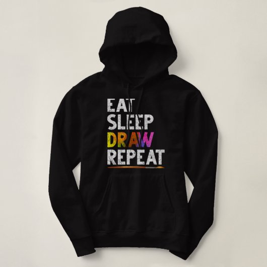 食べSleep Draw Repeat おもしろい Sketching Giftスケッチ パーカ (デザイン正面)