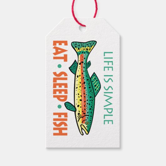 食べSleep Fishおもしろい -魚釣りことわざ ギフトタグ (正面)