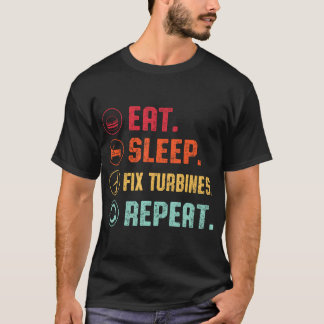 食べSleep Fixタービン繰り返し – 風力タービン Tシャツ