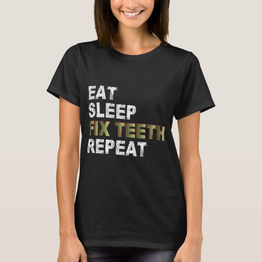 食べSleep Fix歯のリピート Tシャツ (正面)