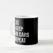 食べSleep Fix Cars Repeatおもしろい整備士パパ コーヒーマグカップ (正面左)