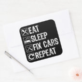 食べSleep Fix Cars Repeatおもしろい整備士パパ スクエアシール (封筒)
