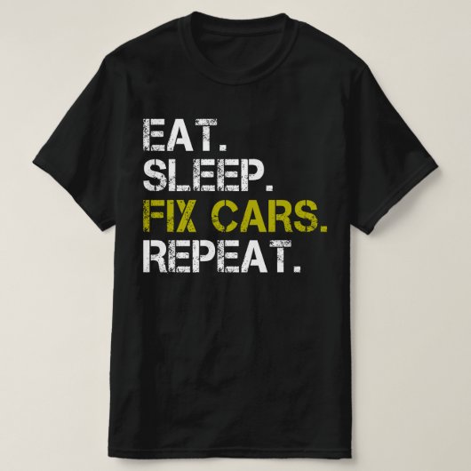 食べSleep Fix Cars Repeat Auto Engine整備士T-S Tシャツ (デザイン正面)