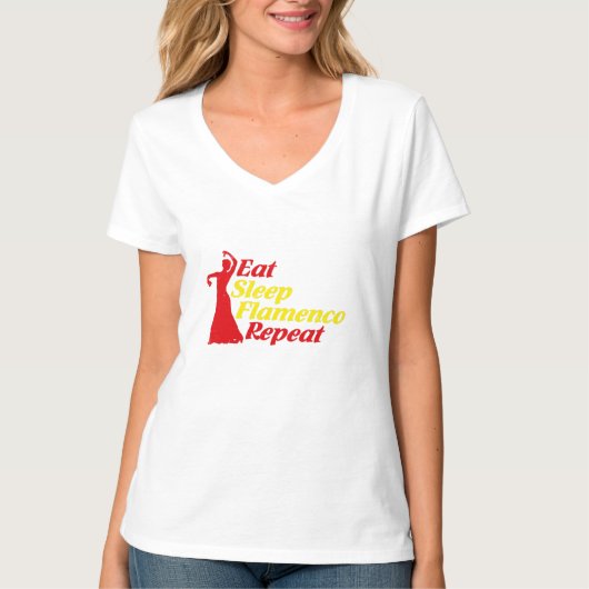 食べSleep Flamenco Repeat おもしろい for Dancers Tシャツ (正面)