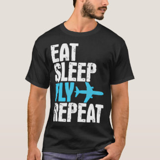 食べSleep Fly Repeat Airplane旅行 Tシャツ