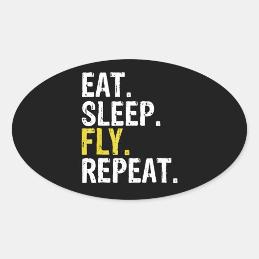 食べSleep Fly Repeat Aviationパイロット 楕円形シール (正面)