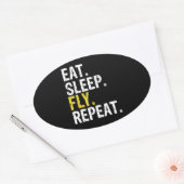 食べSleep Fly Repeat Aviationパイロット 楕円形シール (封筒)