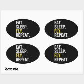 食べSleep Fly Repeat Aviationパイロット 楕円形シール (シート)