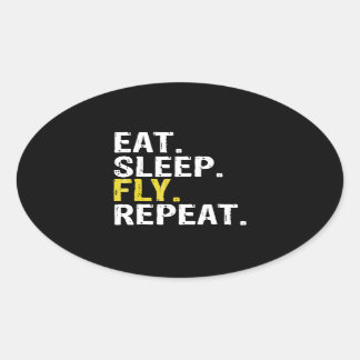 食べSleep Fly Repeat Aviationパイロット 楕円形シール