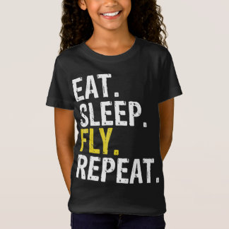 食べSleep Fly Repeat Aviationパイロット Tシャツ