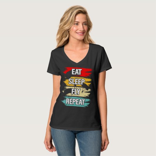 食べSleep Fly Repeat Tシャツ (正面フル)