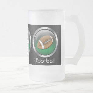 食べSleep Football ：グリーン：フロステッドビアスタイン フロストグラスビールジョッキ