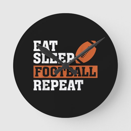 食べSleep Football Repeat 素晴らし Love Football Vi ラウンド壁時計 (正面)