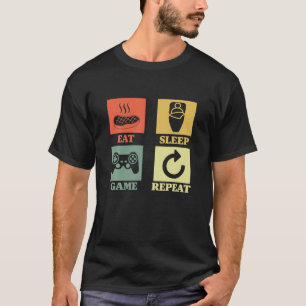 食べSleep Game Repeat おもしろい Gamer Gift Boys 10代の Tシャツ