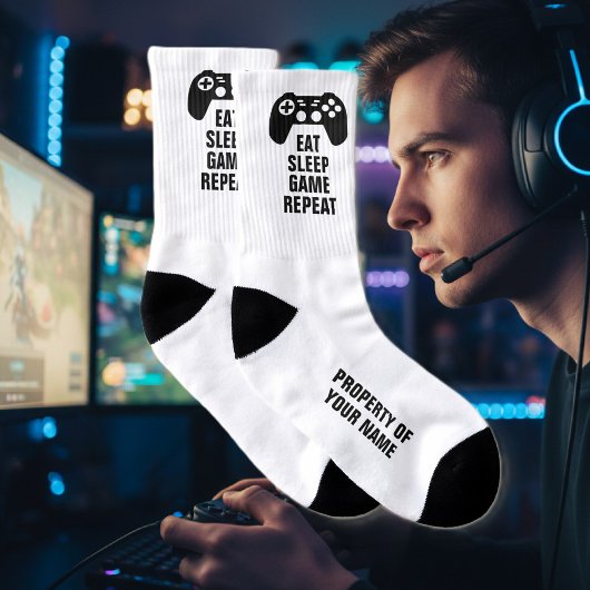 食べSleep Game Repeat おもしろい sport socks for gamer ソックス