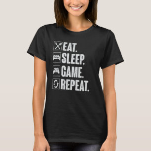食べSleep Game Repeat おもしろい Video Gamer Gift Gamin Tシャツ