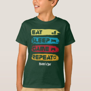 食べSLEEP GAME REPEAT -カスタマイズ文字 Tシャツ