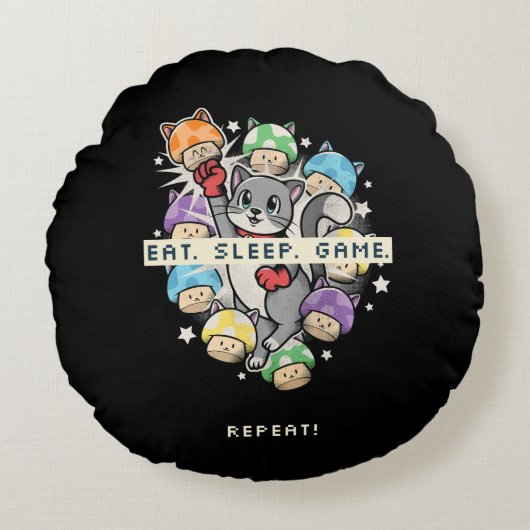 食べSleep, Game, Repeat ラウンドクッション (正面)