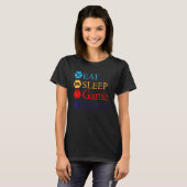 食べSleep Game Repeat Gamerゲーおもしろいム Tシャツ (正面フル)