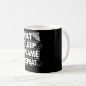 食べSleep Game Repeat Gamer Gaming Gift コーヒーマグカップ (正面右)