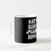 食べSleep Game Repeat Gamer Gaming Gift コーヒーマグカップ (正面左)