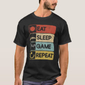 食べSleep Game Repeat Gaming Themed Birthday Party Tシャツ (正面)