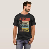 食べSleep Game Repeat Gaming Themed Birthday Party Tシャツ (正面フル)