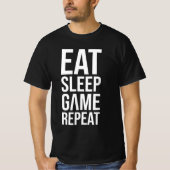 食べSleep Game Repeat - White Edition Tシャツ (正面)