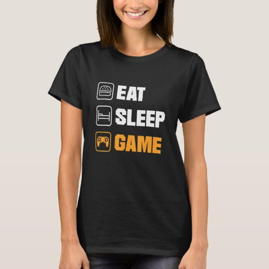 食べSleep Game Video Game Player Gaming Console Pc Tシャツ (正面)