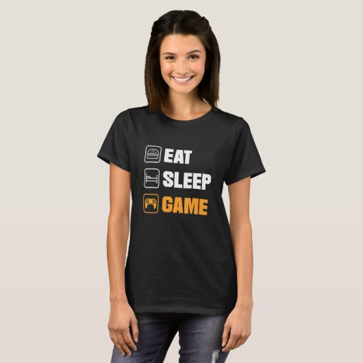 食べSleep Game Video Game Player Gaming Console Pc Tシャツ (正面フル)